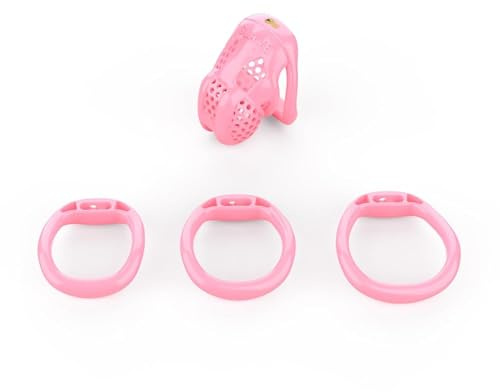 Gabbia di Castità per Uomo con Lucchetto Nascosto, Resina di Nylon, Leggera e Traspirante, 4 Anelli & 2 Chiavi, Chastity Cage Uomo, Impermeabile & Confezione Discreta (M,1)