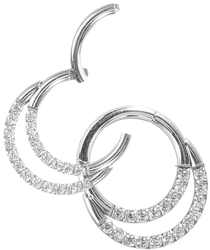 HOMSFOU Anello per Piercing al Naso Zirconi Chiari Design Delicato e Confortevole in Acciaio Inossidabile 2 Pezzi per Matrimoni e Occasioni Speciali