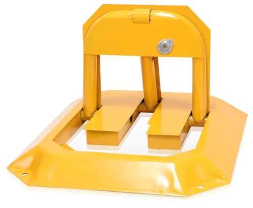 Monucep - Sbarra per parcheggio pieghevole, blocco per parcheggio con 3 chiavi, portata fino a ca. 5000 kg, per parcheggio aziendale e posteggio, per protezione contro parcheggiatori abusivi, giallo