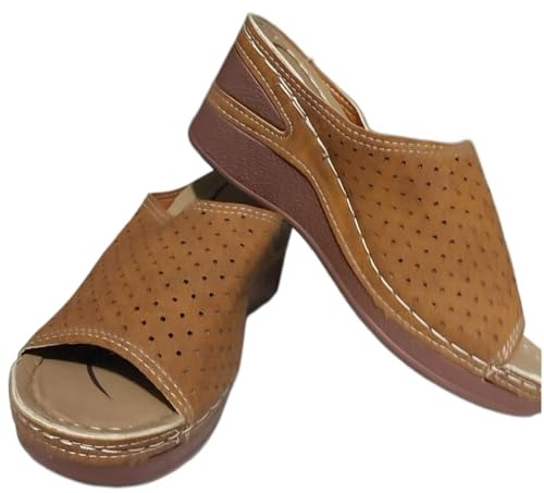XHZPF Pantofole da esterno, scarpe, sandali estivi a cuneo per donna taglia grande(Giallo,41)
