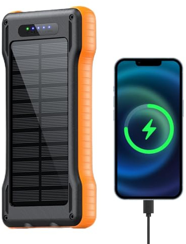 Power Bank Solare 10000mAh Power Bank Impermeabile Esterno | Caricatore Telefono Solare per campeggiatori viaggiatori campeggio escursionismo trekking spiaggia pesca