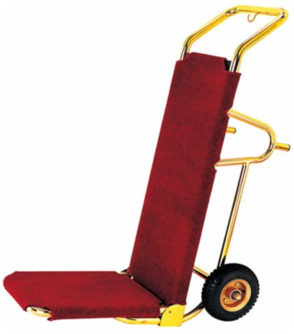 AsrMyjcx Chariot à Bagages d'Hôtel Diable de Bagagerie Chariot Pliant Trolley roulettes Cadre INOX Poignée Repliante Base Rembourrée Panneau Arrière Textile Adapté aux d'Hôtel Aéroports Terminaux de