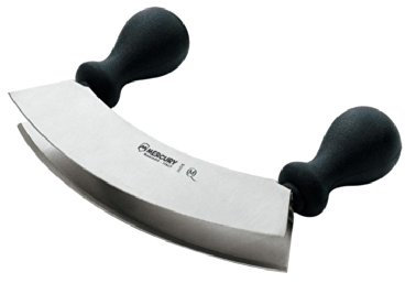 Mercury - Mezzaluna in Acciaio Inox Lama Doppia 22 cm - Manico in Legno