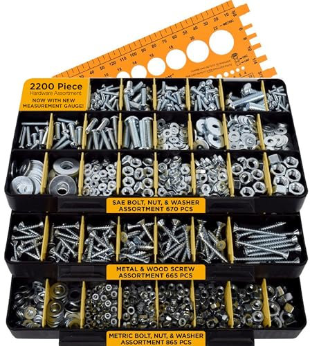 JACKSON PALMER - Kit surtido de herramientas de 1700 piezas con tornillos, tuercas, pernos y arandelas (3 bandejas)