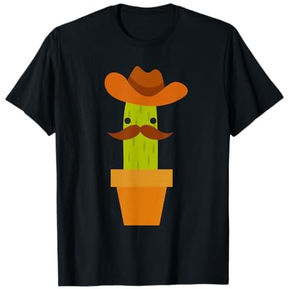 Cowboy-Kaktus-lustiges Stetson-Schnurrbart-T-Shirt T-Shirt