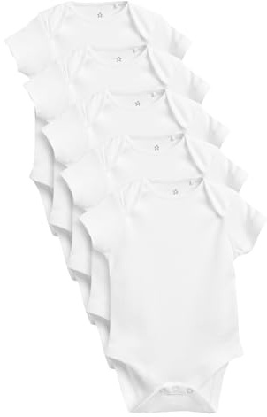 NEXT Newborn Bimbo 5 Body a Maniche Corte certificati GOTS Bianco Neonato