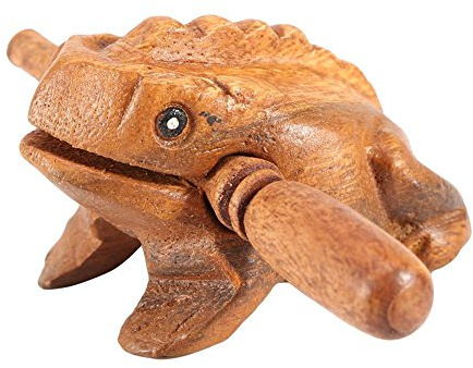 Wooden Frog, Thai Traditional Craft Wooden Lucky Frog, Feng Shui Money Frog, Lucky Toad Decoration, for Home Office Art Figurines Decor Miniatures Gift (5.8CM)
