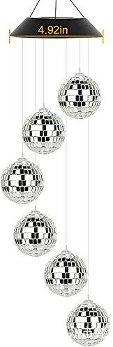 lynn Solar Wind Chime Lamp Outdoor LED Light Crystal Ball Glass Ball Decoration Light Disco Ball