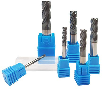 Home of quality tools 6pcs 1/2 inch 3/8 inch 5/16 inch 1/4 inch 3/16 inch 1/8 inch Carbide Square End Mill, HRC 45 Deg Single End 4 Flute AlTiN Coating Mill Bits (6pcs End Mill Set), Silver