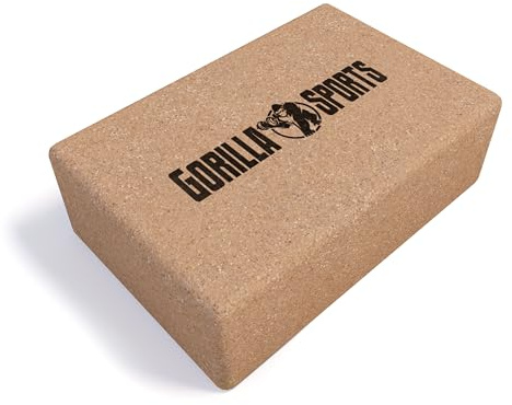 GORILLA SPORTS® Yoga Block aus Kork, 22,5 x 15 x 7,5 cm, rutschfest, beige | Mit abgerundeten Ecken, griffig, wasserabweisend und abriebfest; Yogaklotz, Korkblock, Fitness Zubehör für Yoga und Pilates