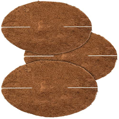 Royal Gardineer Kokosmatte Winterschutz: 3er-Set runde Frostschutz-Kokosmatten für Topfpflanzen, Ø 38 cm (Kälteschutze Pflanzen, Pflanzenuntersetzer, Hauben)