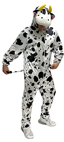 Foxxeo Kuh Kostüm für Erwachsene Damen Herren Tier Overall Tierkostüm Größe S-XXXL - Fasching Karneval, Größe:M