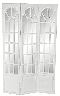 DRW Paravent mit Griff, Spiegel, Fenster, 112 x 2 x 183 cm, Weiß