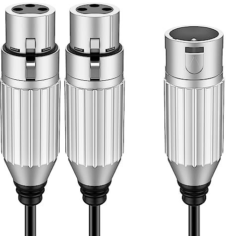 J&D XLR Macho a Doble XLR Hembra, Cable Equilibrado 3 Pin PVC Shelled Divisor Adaptador para Altavoz AMP Mezclador Mic Limitador, 0,48 m