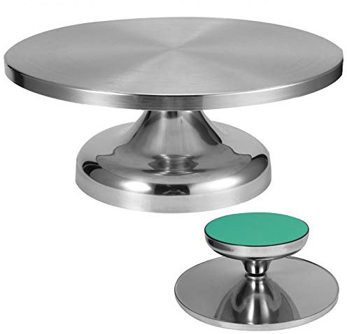 yaogohua Base per torta, giradischi girevole per base girevole in acciaio inossidabile 304, accessorio girevole per torta da cucina 30 cm Regalo di San Valentino