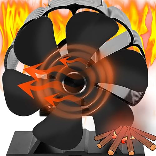 XUBX Ventilatore per stufa, senza corrente, per camino, stufe, 6 pale, bruciatore a legna, per la circolazione del calore, funzionamento silenzioso, ventilatore ecologico per stufa a legna, bruciatore
