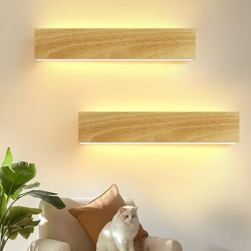 ZMH LED Wandlampe innen Wandleuchte 52CM Holz Modern Flurlampe 17W 3000 K | Treppenhauslampe 3000K Warmweiß Nachtlampe Wandbeleuchtung Innenbeleuchtung für Wohnzimmer Schlafzimmer Flur Treppenhaus