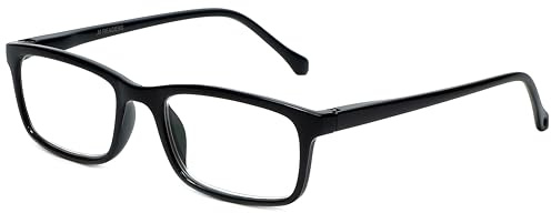 M Readers 105 Rectangular Reading Glasses +0.25 Black Men Women Stylish Fashion Unisex Trendy Eyeglasses Lightweight w/Case