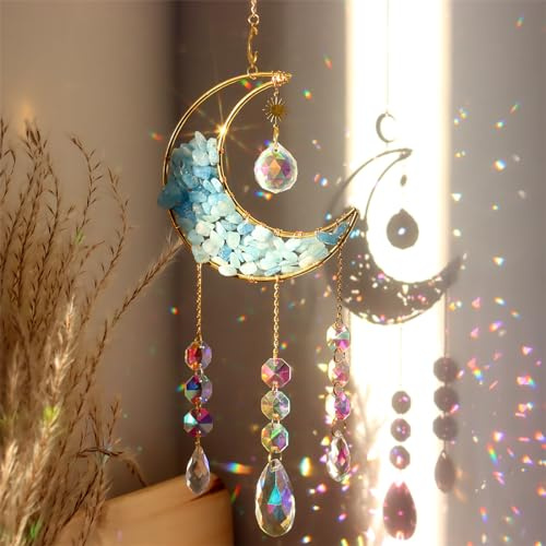 Attrape-Soleil en Cristal à Suspendre avec prismes en Verre pour fenêtre - Kyanite Naturelle - Décoration d'intérieur - Arcs-en-Ciel