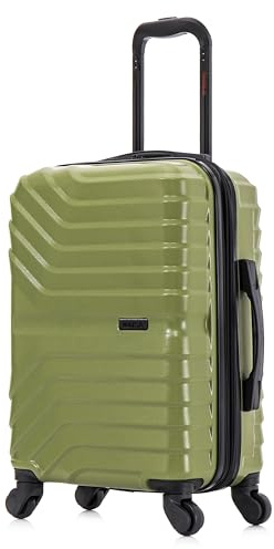 InUSA AURUM Hardside Luggage with Spinner Wheels | 20 in Durable Lightweight Carry on Suitcase for Travel | Zipper Clouser Suit Case with Gel Handles and Trolley | Green