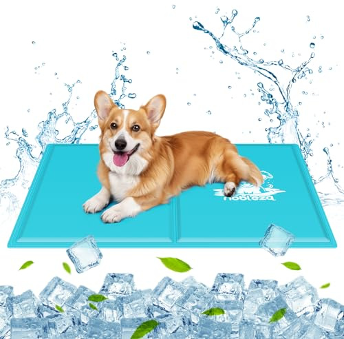 Nobleza Dog Cooling Mat M 65x50cm, Cool Mat for Dogs Pet Self Cooling Pad with Non-Toxic Gel Leakproof Dog Cool Bed Mat Scratch-Resistant Pet Summer Sleeping Mattress for Dogs Cats, Light Blue