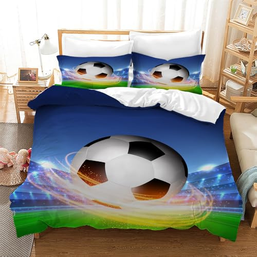 LXTOPN Juego de ropa de cama infantil con diseño de fútbol 3D, 135 x 200 cm, diseño de fútbol