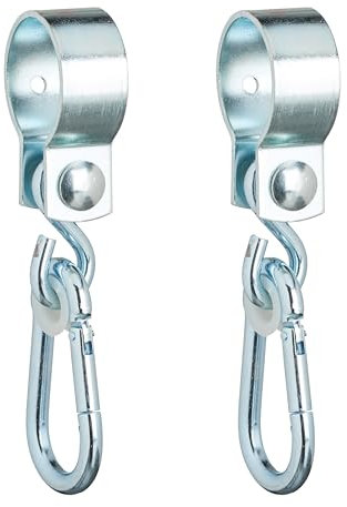 Relaxdays Ganci per Altalena a Bilico con Moschettoni, Set di 2, 50 mm, Anello di Fissaggio, Ferro Antiruggine, Argento