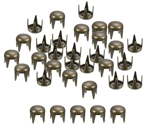 QUARKZMAN 160 Piezas de Remaches Redondos de Bronce, Tachuelas de Espiga de Latón de 4mm, Puntos de Estilo Punk Rock, Abalorios de Garra para Ropa, Cinturón, Bolso, Pulsera