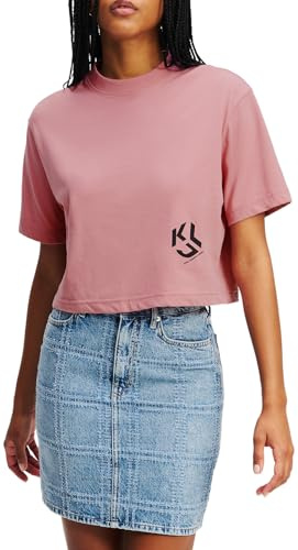 Karl Lagerfeld Jeans Reg Cropped Monogram Tee, Women, Green, T-Shirt