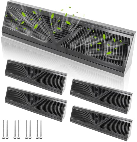 Swess 4pcs 18 Inch Baseboard Register Black(Duct Opening Size), Black Baseboard Air Diffuser for Home Floor Wall Baseboard Vent Covers