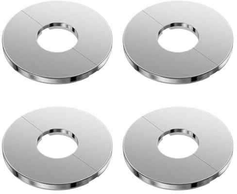 COZERI Set of 4 Stainless Steel Rosettes Cover, Split Pipe Cover, Diameter 24 mm, Self-Adhesive Cover Rosettes for Taps and Radiator Pipes, Robust Rosettes for Fittings