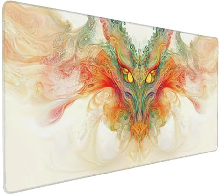 Gaming Mauspad XXL Drachen Mousepad 800x400x4mm Tier Verlängertes Mauspad Schreibtischauflage,Genähte Kanten Mauspad,Verbessert Präzision und Geschwindigkeit Wasserdicht Geeignet für Büro und Spiele