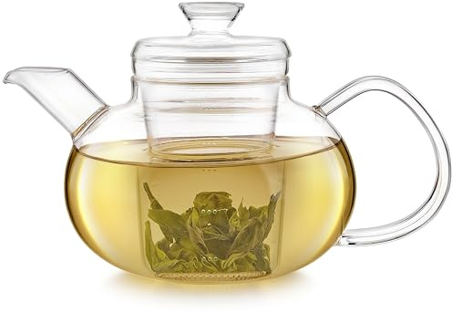 Teabloom Pure Connoisseur Heatproof Glass Teapot With Microdot Glass Infuser For Whole Leaf Teas, 34 Ounces – A Tea Purist's Choice
