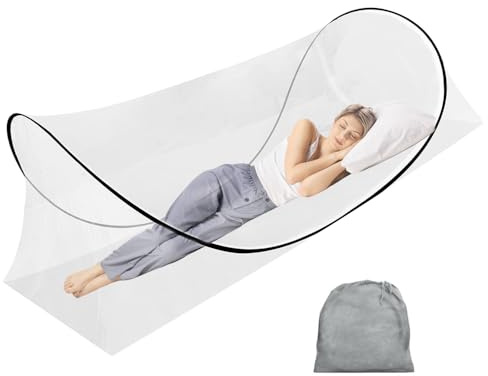 YANGUN Foldable Mosquito Net, Ultra Light Pop-up MosquitoNet, Family MosquitoNet Bed with Zip, Pop-up Mosquito Net for Travel, Camping, Home Dorm, Easy And Fast Installation, White