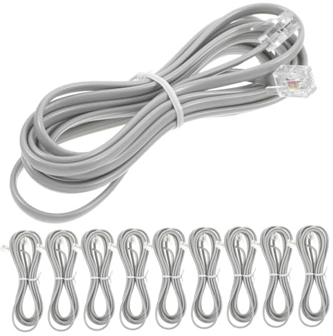 DOITOOL 10pezzi Telefonico Pc Conduttori in Rame Fili Prolunga Per Telefono Resistente in Pvc Compatibile Per Ufficio Hotel Fax e Segreteria