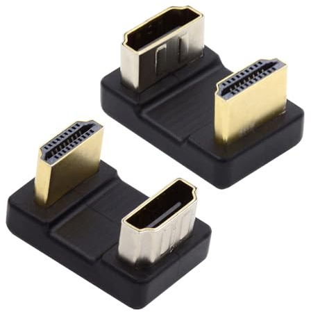 xiwai Lot de 2 adaptateurs HDMI 1.4 mâle Type A vers HDMI Femelle, connecteur coudé à 360 degrés, Extension coudée vers l'arrière en Forme de U