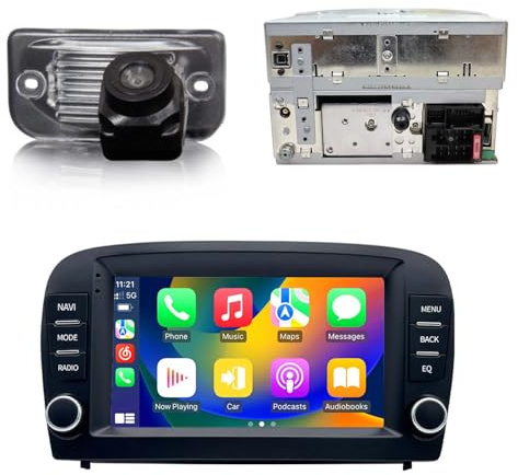 7'' AHD GPS Sat NAV Navigation Navigator Canbus Autoradio Player Stereo CarPlay Android + Rückfahrkamera Kompatibel mit Mercedes-Benz SL R230 SL55AMG SL63AMG SL65AMG SL280 SL300 SL350 SL500 SL600