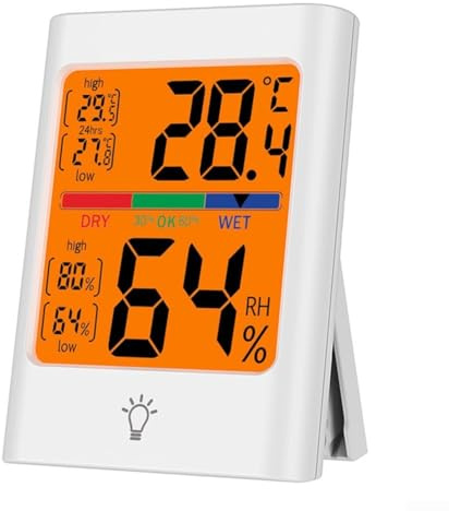 Indoor Thermometer Hygrometer with Innovative Magnet Design for Flexible Placement and Accurate Environmental Readings (white)