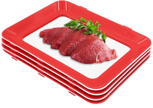 ANEELV Contenitore sottovuoto per alimenti, 4 pezzi, con pellicola elasticizzata, per alimenti, salsicce e alimenti, riutilizzabile, organizer da cucina con coperchio