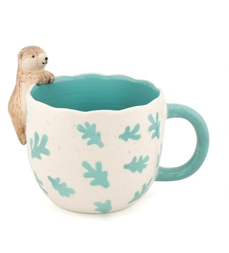 Sass & Belle Tazza con lontra che sbirciano, tazza da tè e caffè, regalo per lei o lui, simpatica tazza in ceramica per mamma, divertente tazza per bevande mattutine per lavoro o casa, da collezione