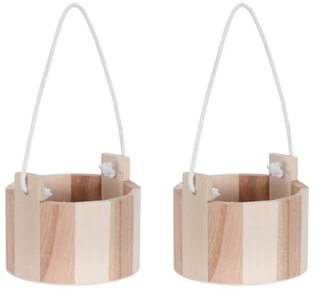 Sewroro 2 Stück Kleiner Saunaeimer 10cm Kleiner Spa Duscheimer mit Seilgriff Handgefertigter Holzeimer für Badesalz Saunazubehör