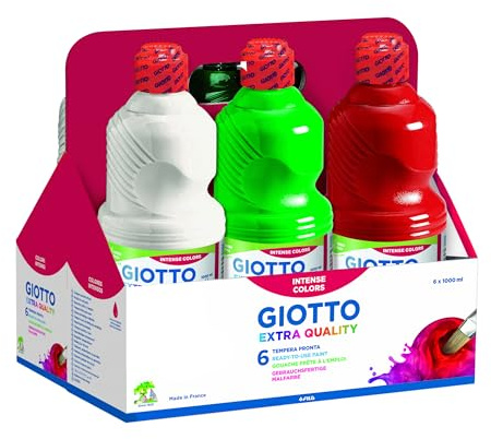 Giotto 534600 Tempera Pronta Qualità Extra, 6 Flacone da 1L