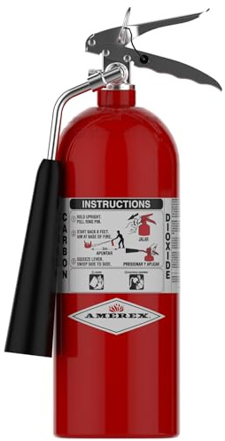 Amerex 322 5lb CO2 Fire Extinguisher with Chrome Plated Brass Valve and Wall Hanger