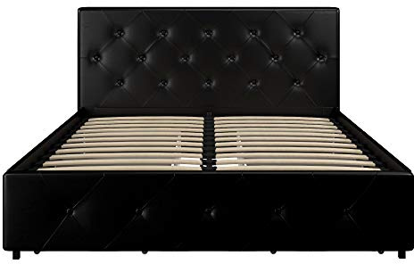 DHP Dakota letto con contenitore in PU nero, matrimoniale