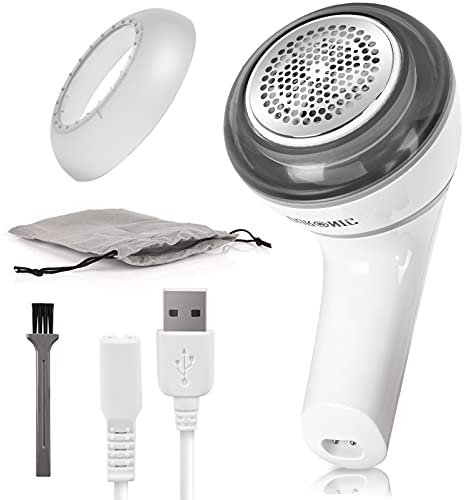 Duronic Rasoio per tessuti FS16USB DeBobbler portatile per rimuovere pelucchi, ricaricabile, per rimuovere pelucchi e pelucchi, manico girevole, ricarica USB