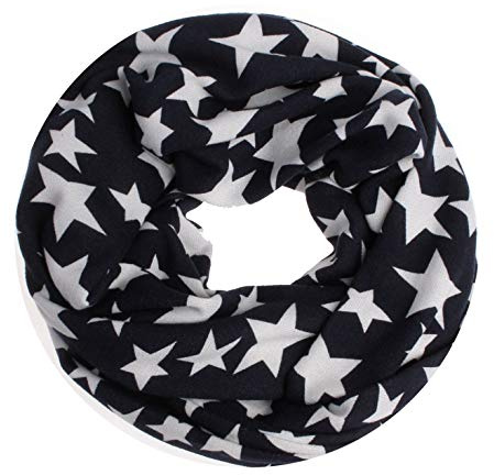 WANSSY® Loop-Schal Strick Loop Damen Rundschal Schlauch-Schal Feinstrick doppellagig kuschelig für Herbst Winter hochwertig mit Sterne Katze Totenkopf Eule Kette Muster