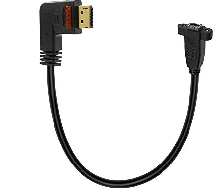 Duttek Höger ot vänster vinklad 90 graders DisplayPort till Mini DisplayPort-adapter med skruvpanelmontering förlängningskabel för skärm, dator (DP hane till Mini DP Hona), Left