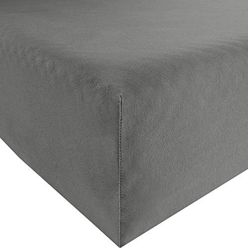 Erwin Müller Spannbettlaken, Spannbetttuch Bayreuth, Multi-Stretch-Jersey - strapazierfähig, passformbeständig, mit Rundumgummi - anthrazit Größe 80x190 cm - 80x200 cm