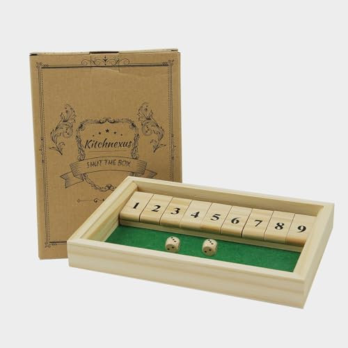 Kitchnexus Deluxe 2-Spieler Shut The Box 9er Würfelspiel Holz Tisch Spiel Klassisch Würfelspiel Board Spielzeug (Grün)