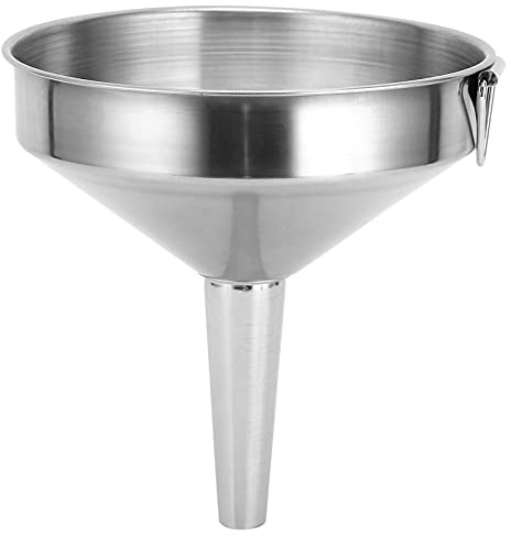 Tissting Embudo de Acero Inoxidable, Embudo Engrosado con Asa para Colgar para Cocina Líquidos Polvos Aceite Vino, 13 cm Acero Inoxidable 304 para Cocina Hogar